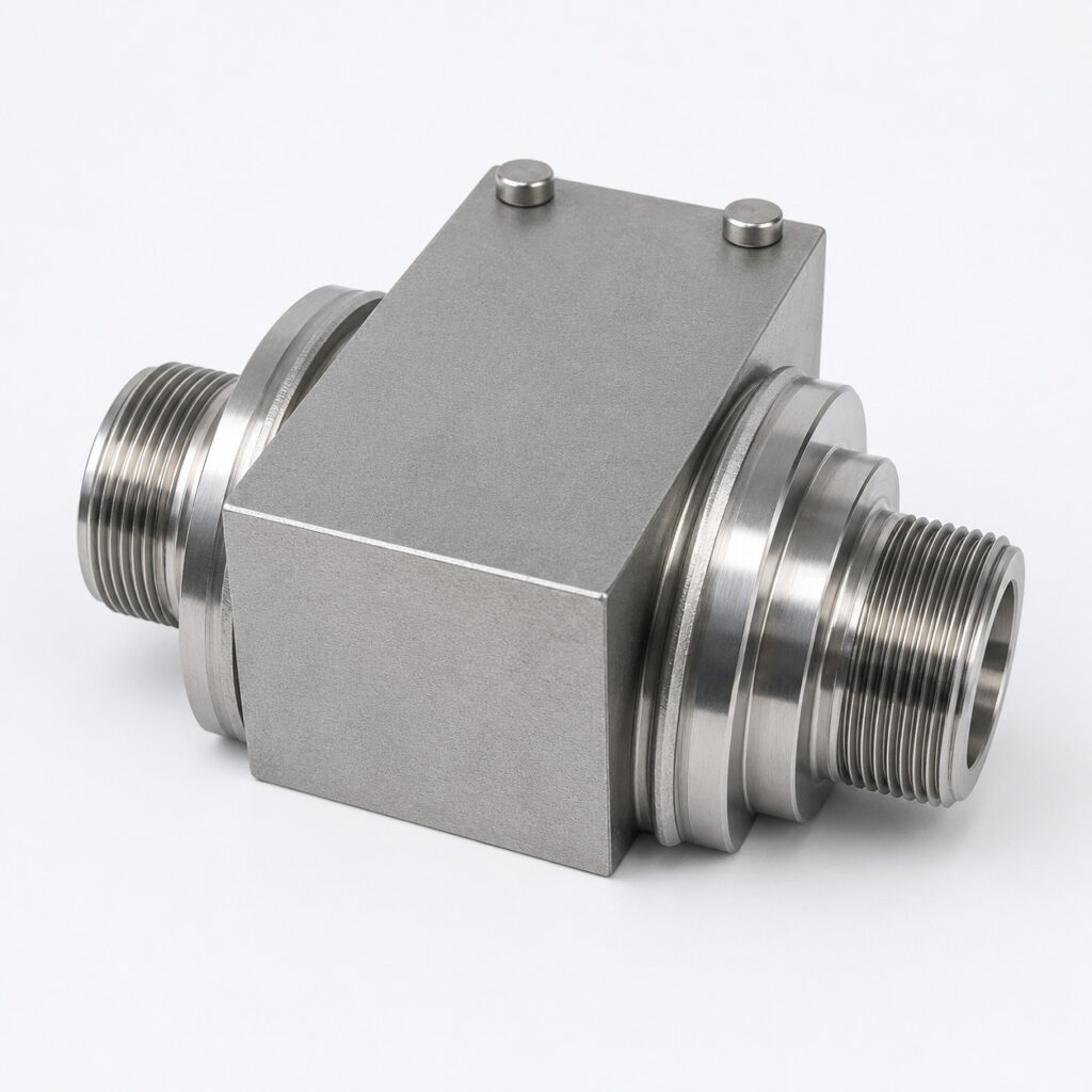Stainless steel valve body.